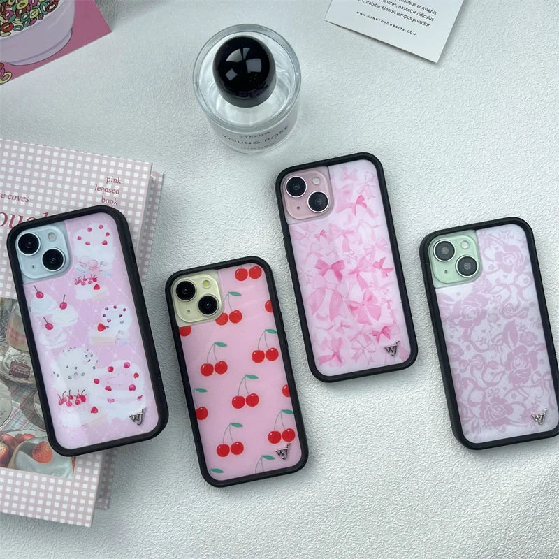Wildflower 3D Flower Cherry Bow Phone Case iPhone 15 14plus 13 Pro phone case 12 13 16pro 15promax WF Cake Cute cartoon cover Wildflower 3D Flower Cherry Bow Phone Case iPhone 15 14plus 13 Pro phone case 12 13 16pro 15promax WF Cake Cute cartoon cover